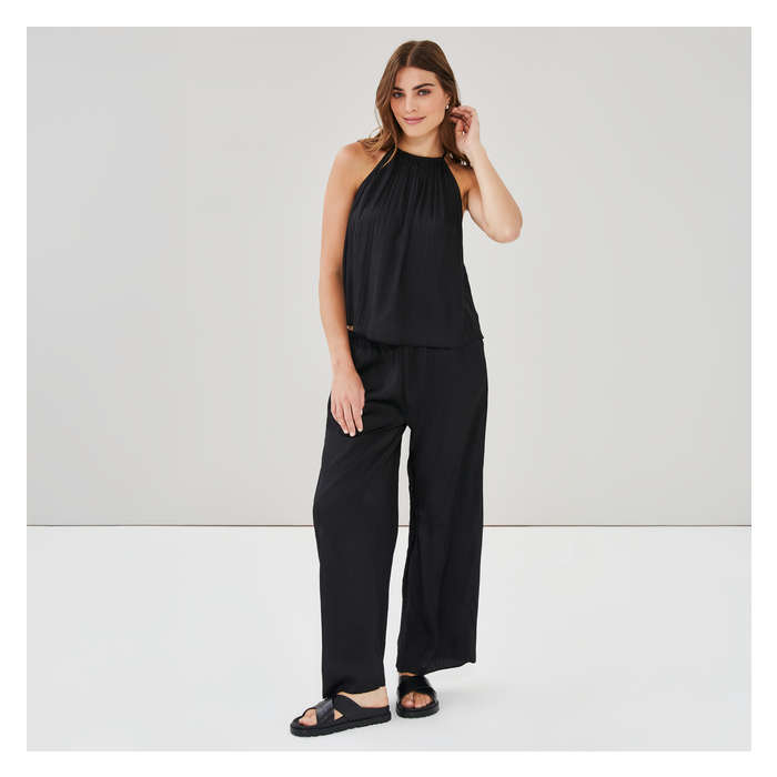 Aux Femmes Pantalon plissé en satin